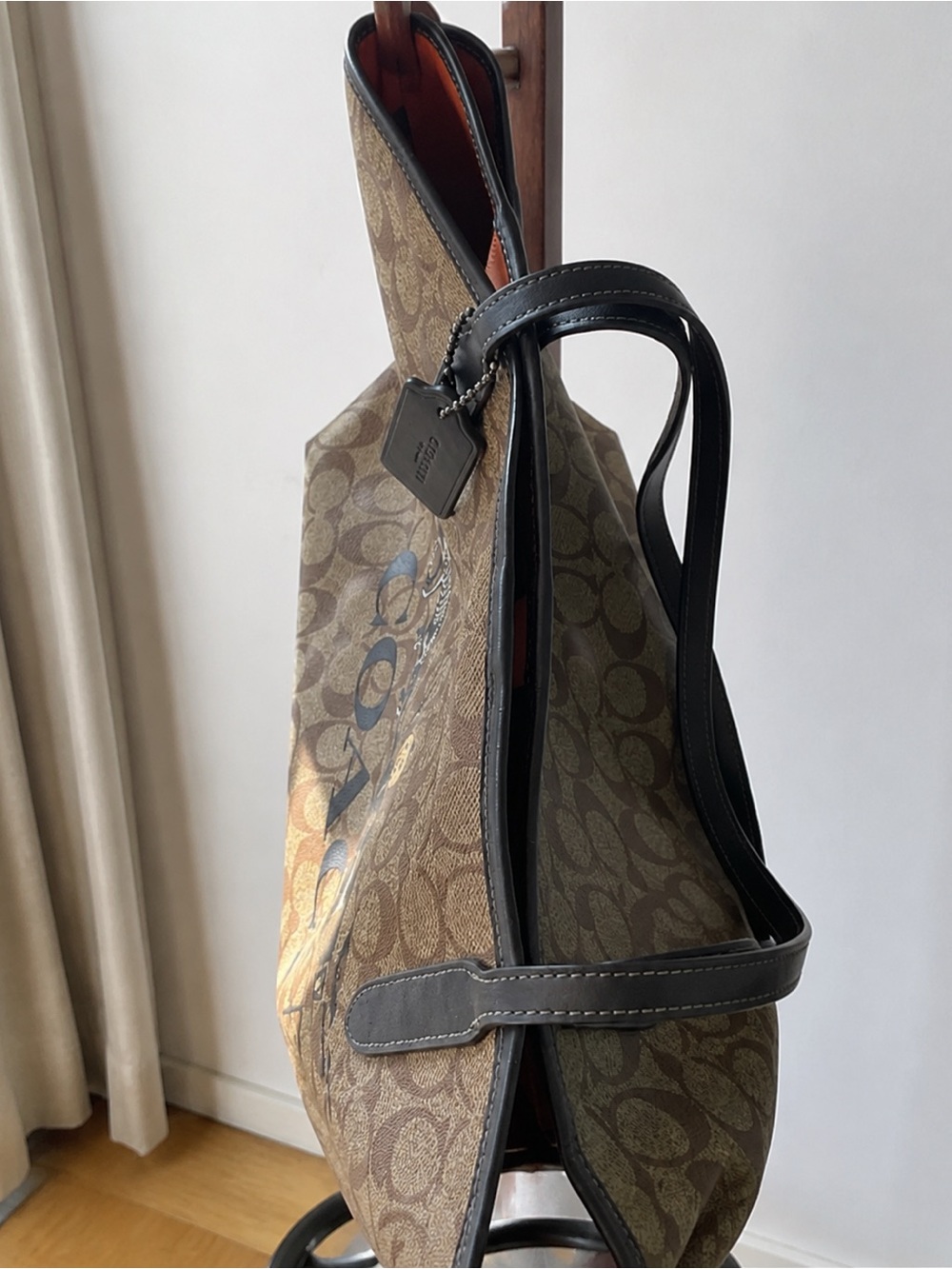 Coach Brown Signature Tote with Black Trim and Halloween Motif - Picture 4 of 4